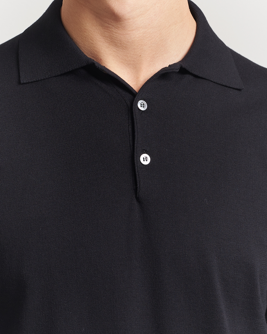 Homme | Pulls Et Tricots | Canali | Cotton Long Sleeve Polo Black