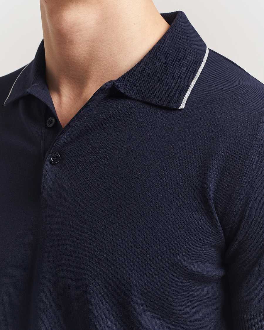 Heren | Polo's | Canali | Contrast Short Sleeve Polo Navy