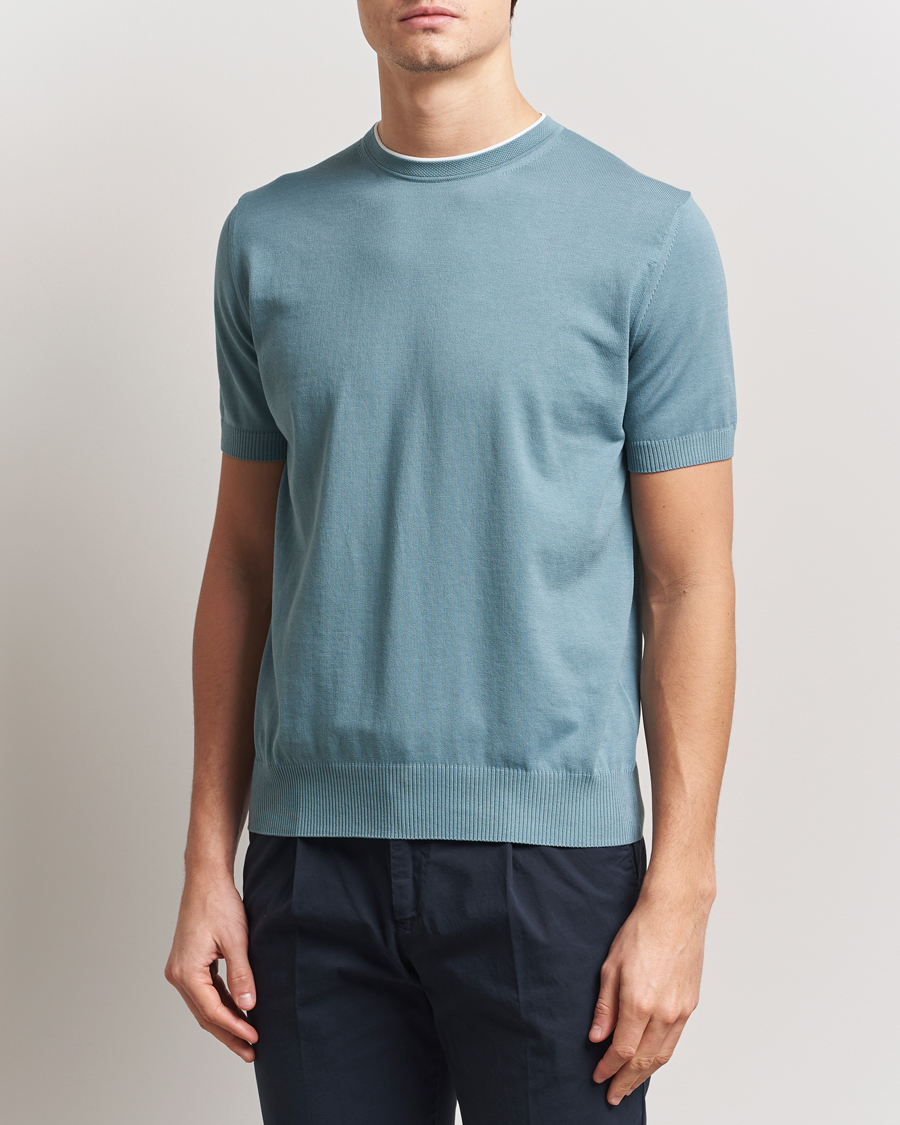 Homme | T-shirts | Canali | Contrast Short Sleeve T-Shirt Teal