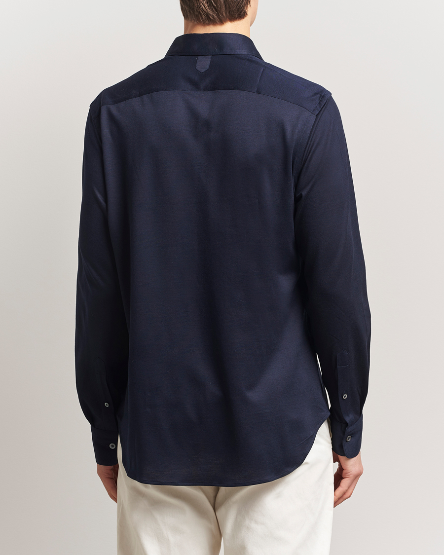 Heren | Overhemden | Canali | Slim Fit Jersey Shirt Navy