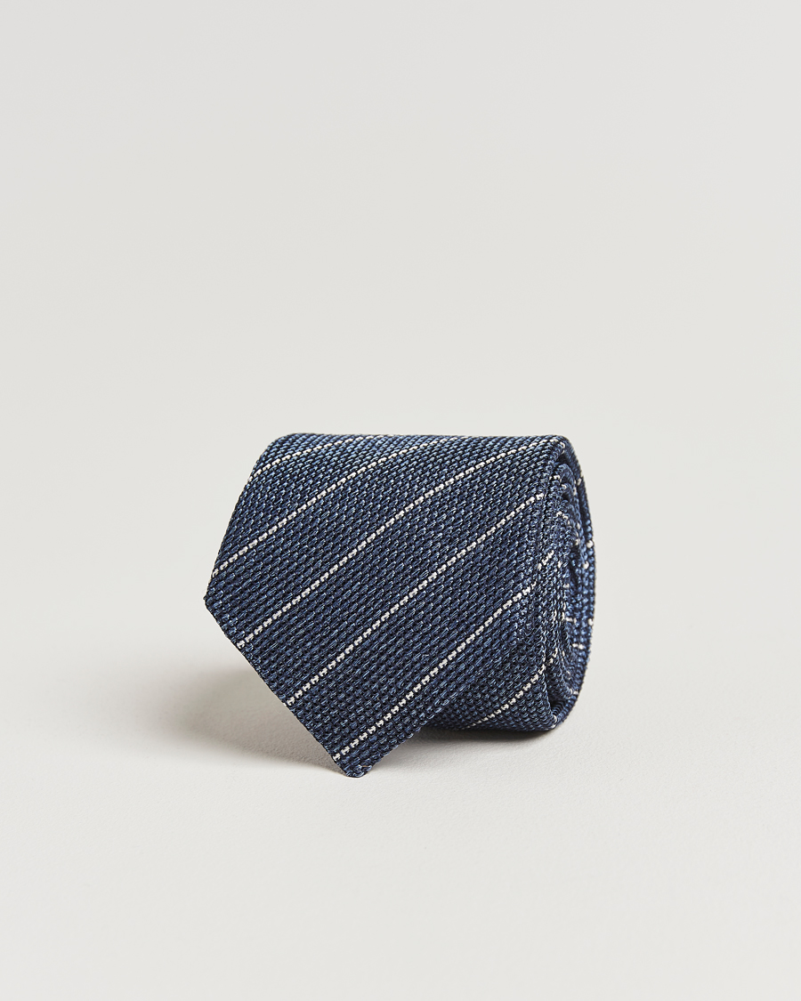 Homme | Cravates | Canali | Garza Regimental Stripe Silk Tie Dark Blue
