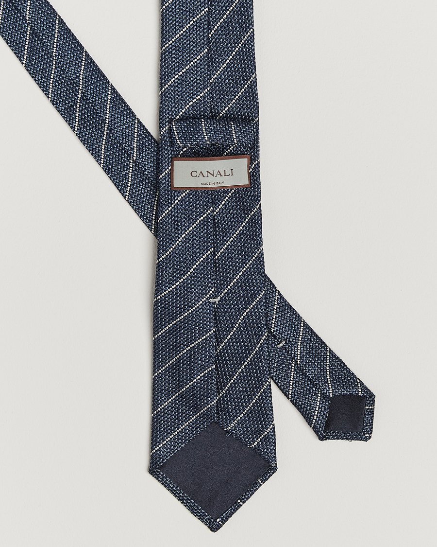 Homme | Cravates | Canali | Garza Regimental Stripe Silk Tie Dark Blue