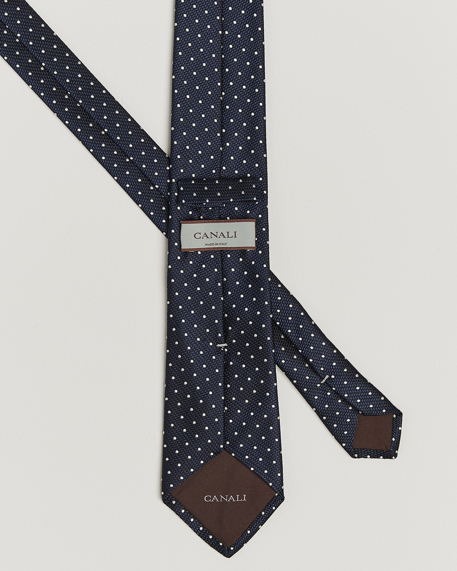 Heren | Stropdassen | Canali | Micro Dot Silk Tie Navy