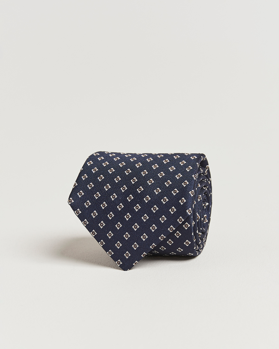 Homme | Cravates | Canali | Jacquard Flower Silk Tie Navy