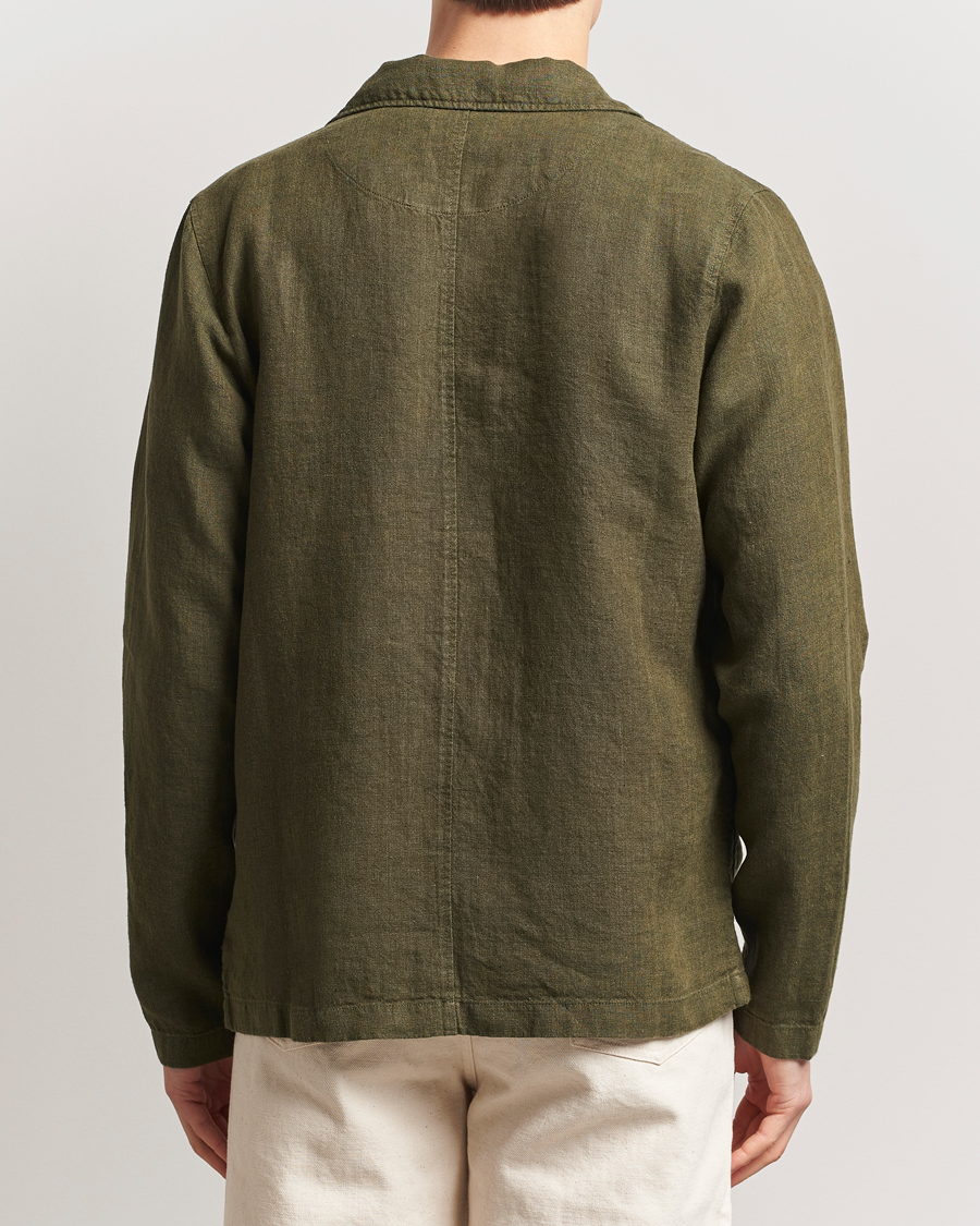 Heren | Overhemden | KnowledgeCotton Apparel | Linen Overshirt Burnt Olive