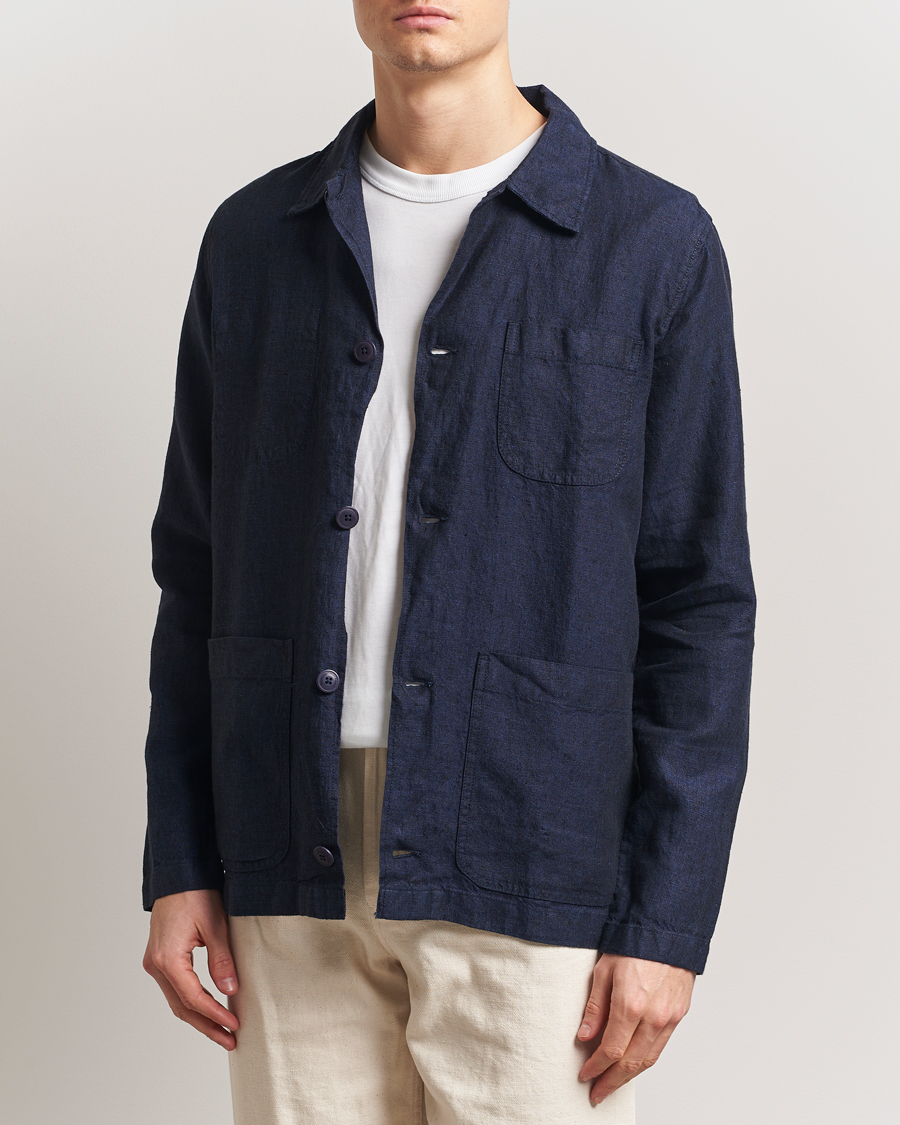 Heren | Overhemden | KnowledgeCotton Apparel | Linen Overshirt Total Eclipse