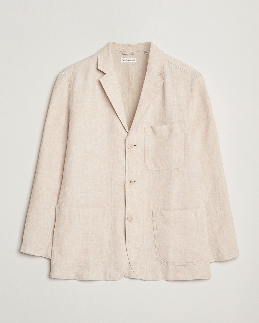 Heren | Blazers | KnowledgeCotton Apparel | Linen Blazer Light Feather Grey