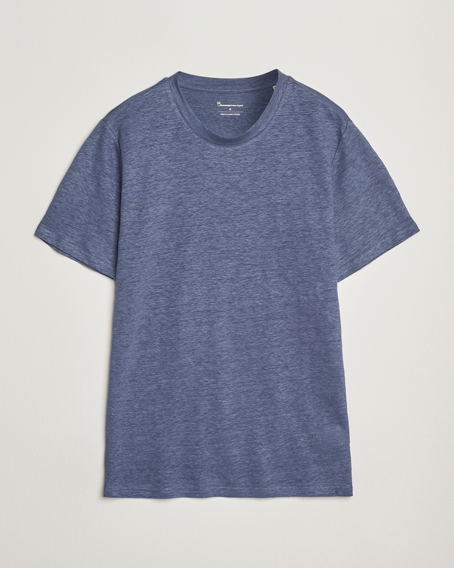Heren | T-shirts | KnowledgeCotton Apparel | Organic Linen T-Shirt Vintage Indigo