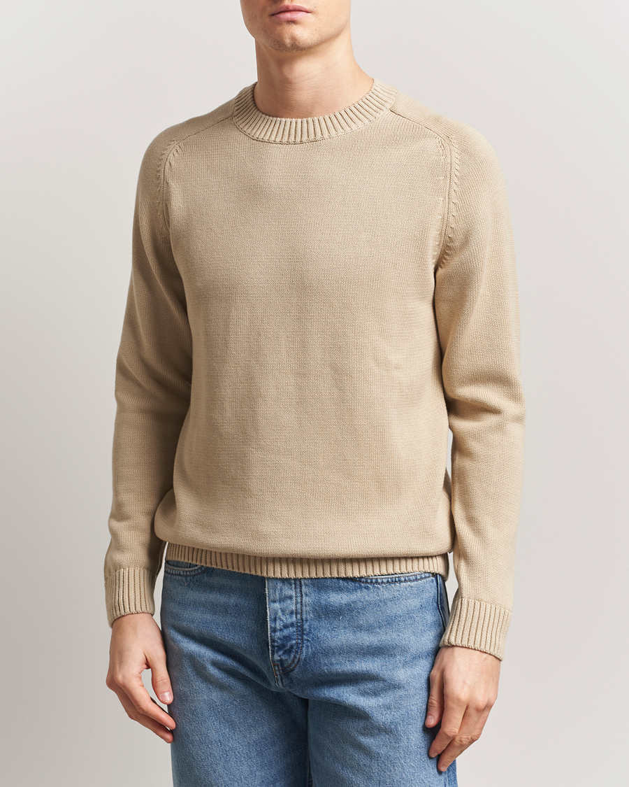Heren | Truien | KnowledgeCotton Apparel | Plain Knitted Cotton Crew Light Feather Grey