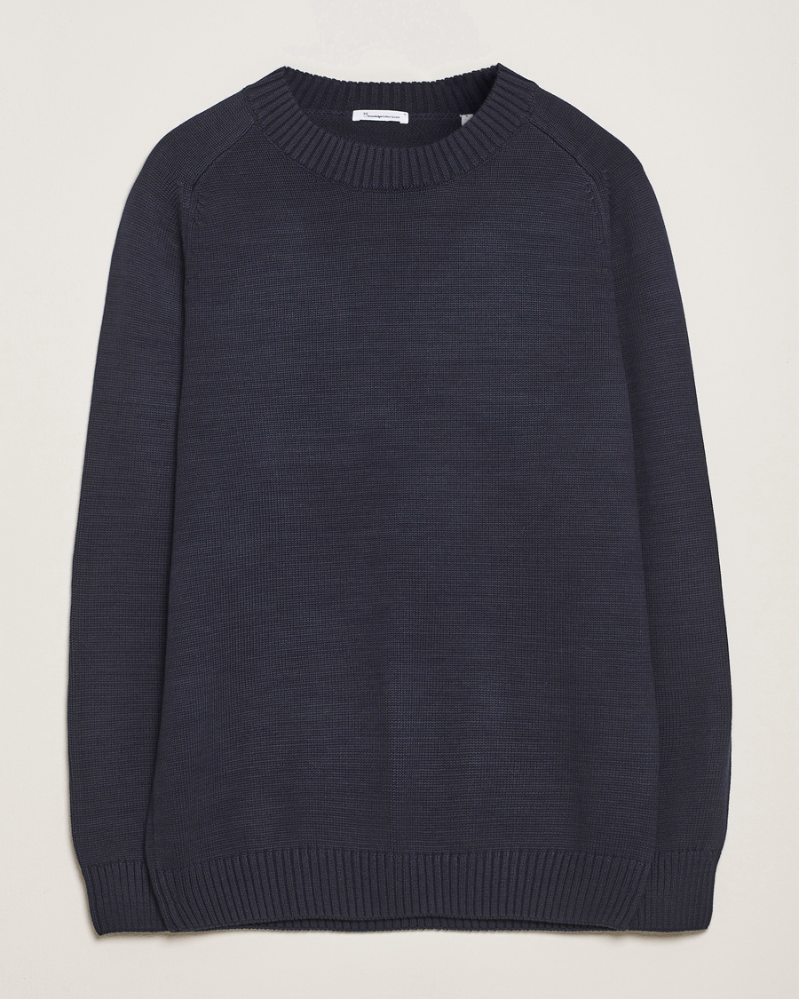 Heren | Truien | KnowledgeCotton Apparel | Plain Knitted Cotton Crewneck Night Sky