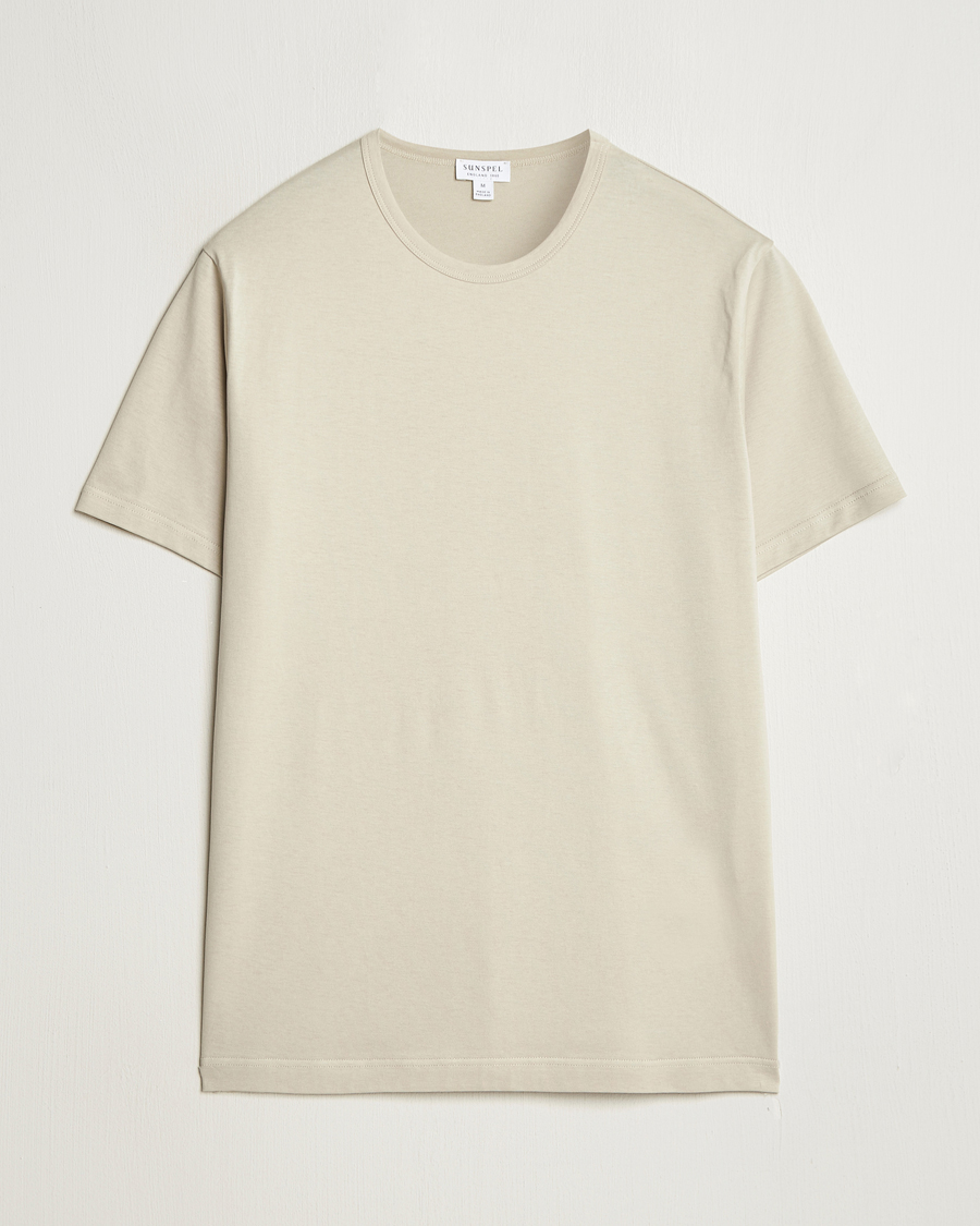 Heren | T-shirts | Sunspel | Crew Neck Q82 Cotton T-Shirt Ash Grey