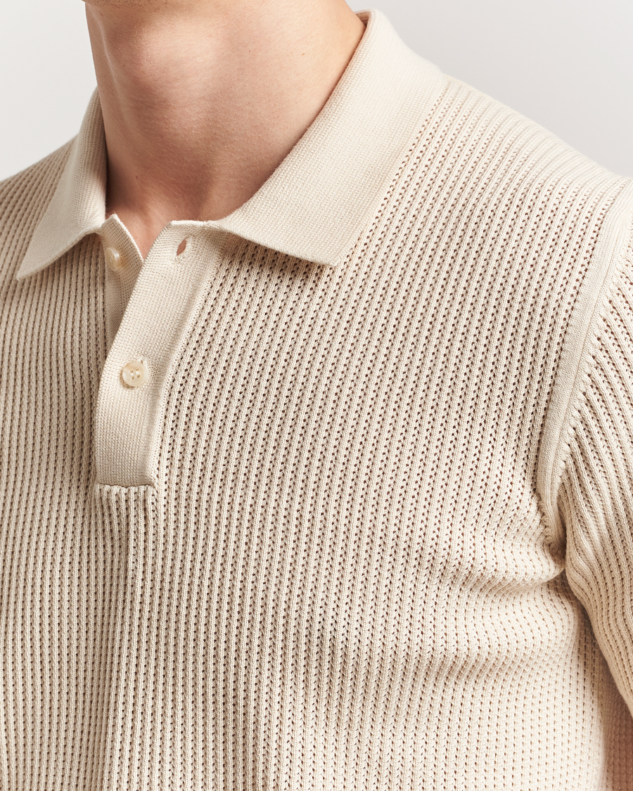 Heren | Polo's | Sunspel | Mesh Knit Stitch Polo Ecru