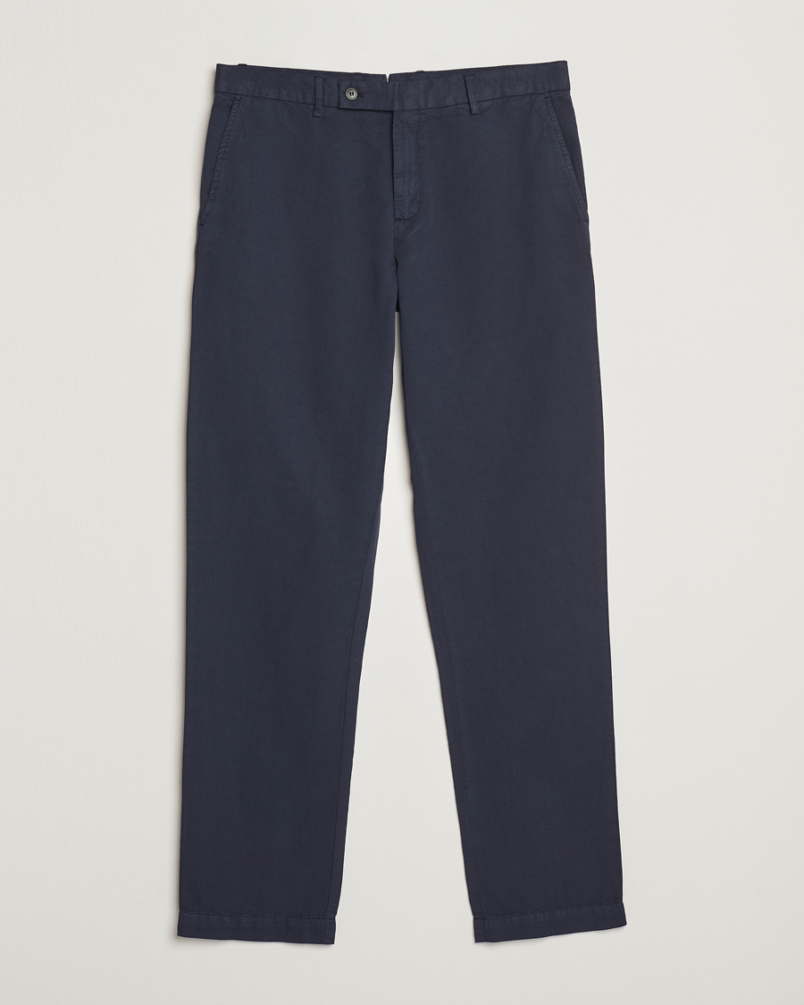 Heren | Broeken | Sunspel | Cotton/Linen Trousers Navy