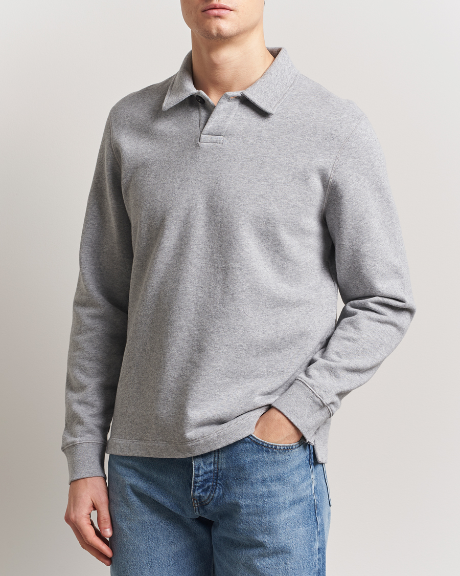 Heren | Truien | Sunspel | Loopback Polo Sweatshirt Grey Melange
