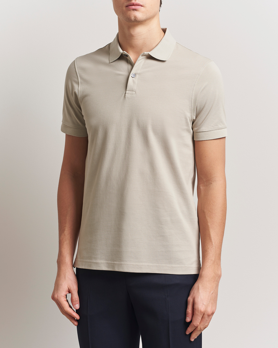 Heren | Polo's | Sunspel | Supima Cotton Short Sleeve Pique Polo Ash Grey