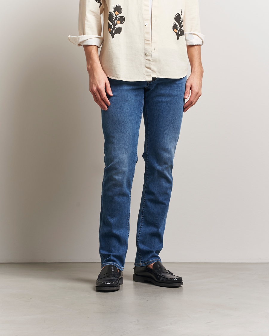 Heren | Jeans | Jacob Cohën | Nick Slim Fit Stretch Jeans Mid Blue