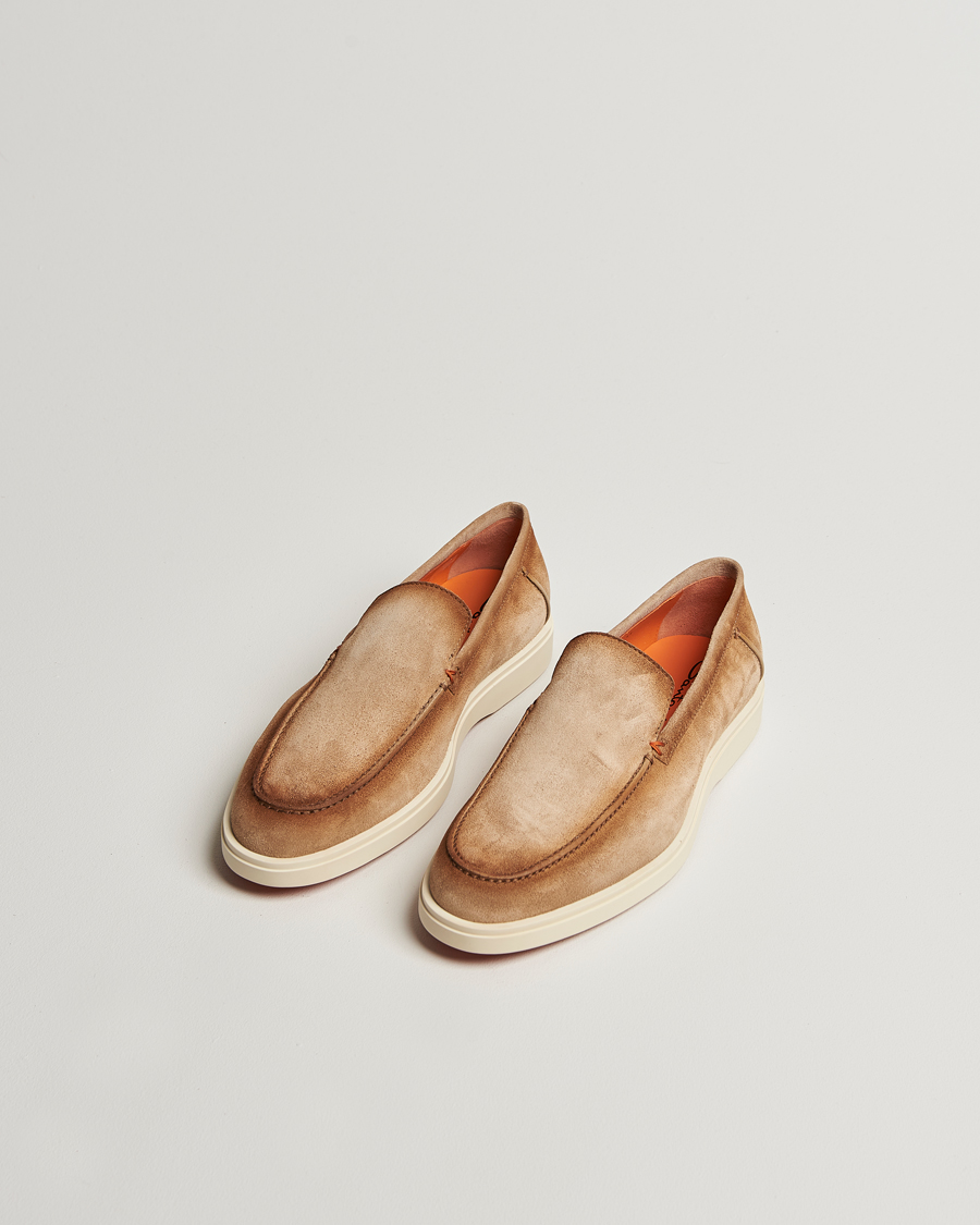 Heren | Instappers | Santoni | Detroit Loafers Beige Suede