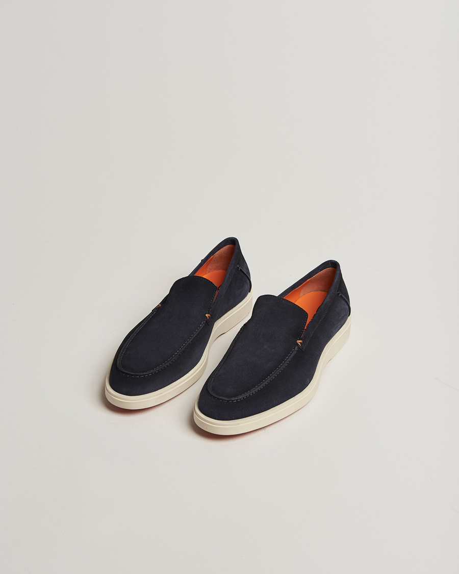 Heren | Instappers | Santoni | Detroit Loafers Navy Suede