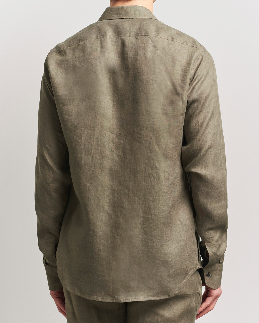 Heren | Overhemden | Kiton | Linen Overshirt Olive