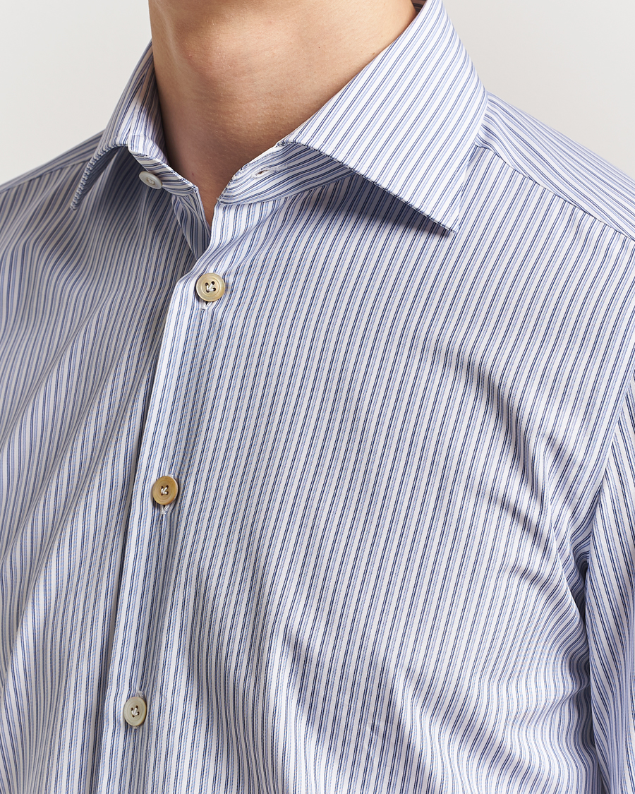 Heren | Overhemden | Kiton | Slim Fit Dress Shirt Light Blue Stripe