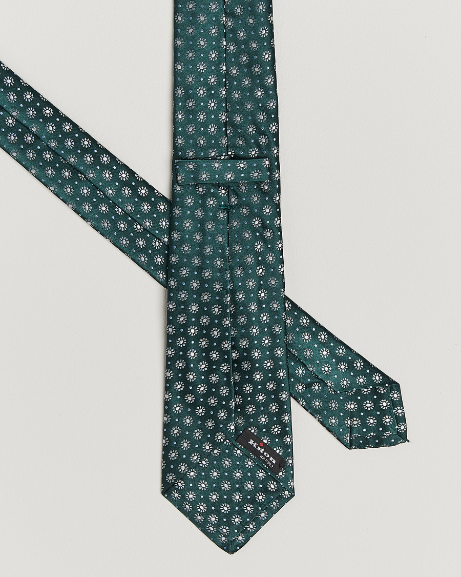 Heren | Stropdassen | Kiton | Flower Jacquard Silk Tie Dark Green