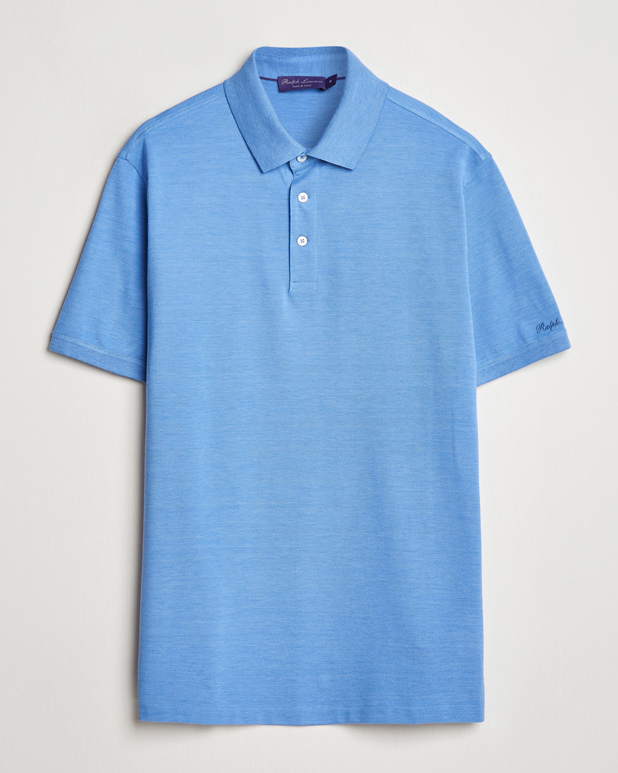 Homme | Polos | Ralph Lauren Purple Label | Cotton/Silk Short Sleeve Polo Cornflower