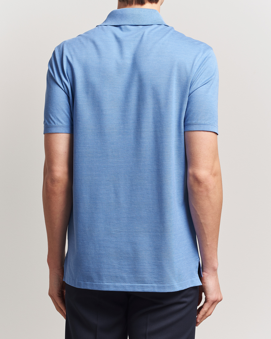 Homme | Polos | Ralph Lauren Purple Label | Cotton/Silk Short Sleeve Polo Cornflower