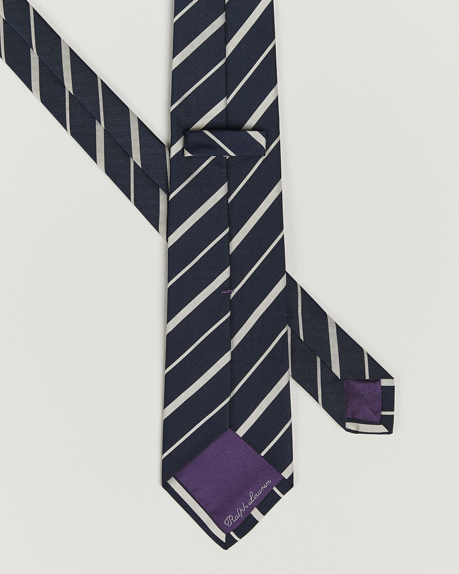 Heren | Stropdassen | Ralph Lauren Purple Label | Repp Stripe Silk Tie Navy
