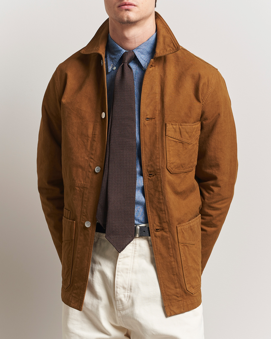 Homme | Manteaux Et Vestes | Drake's | Duck Cotton Canvas Chore Jacket Tobacco