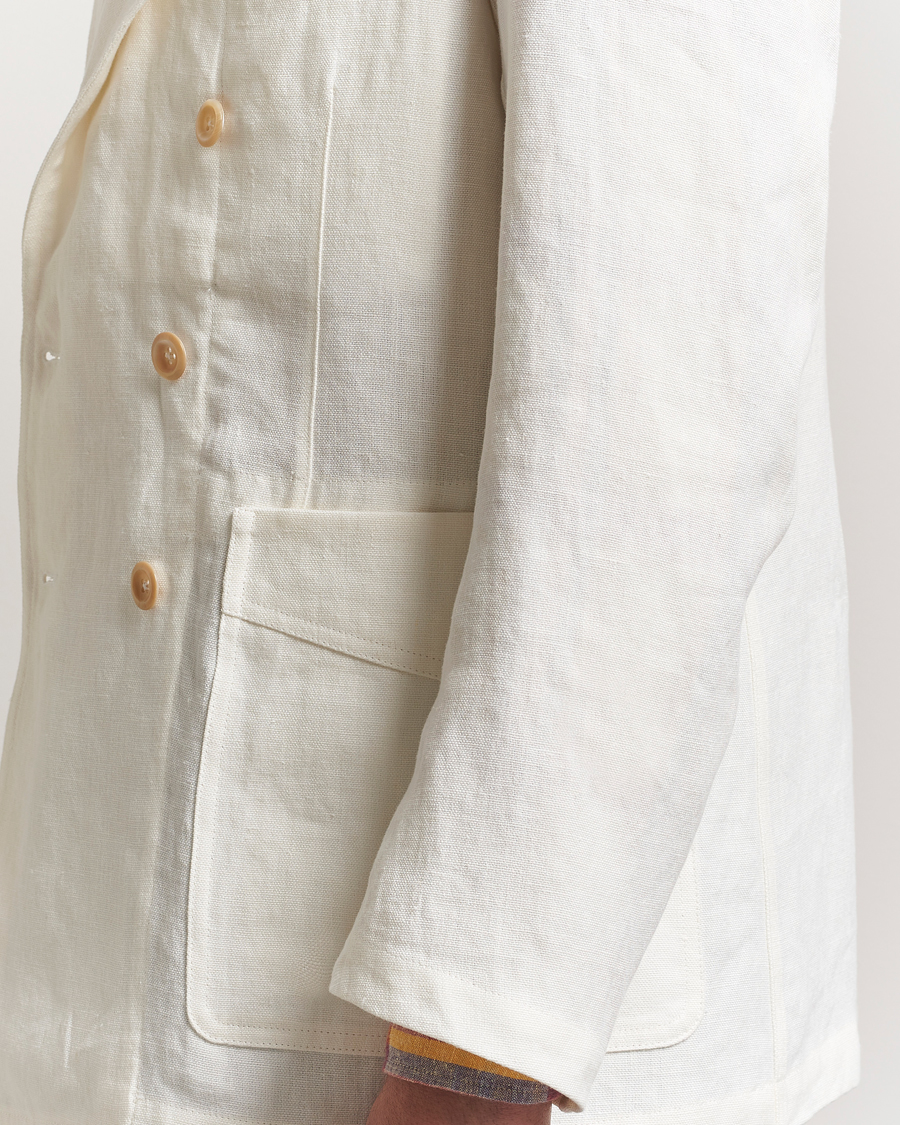 Heren | Blazers | Drake's | MKIII Linen Games Double Breasted Blazer Ecru