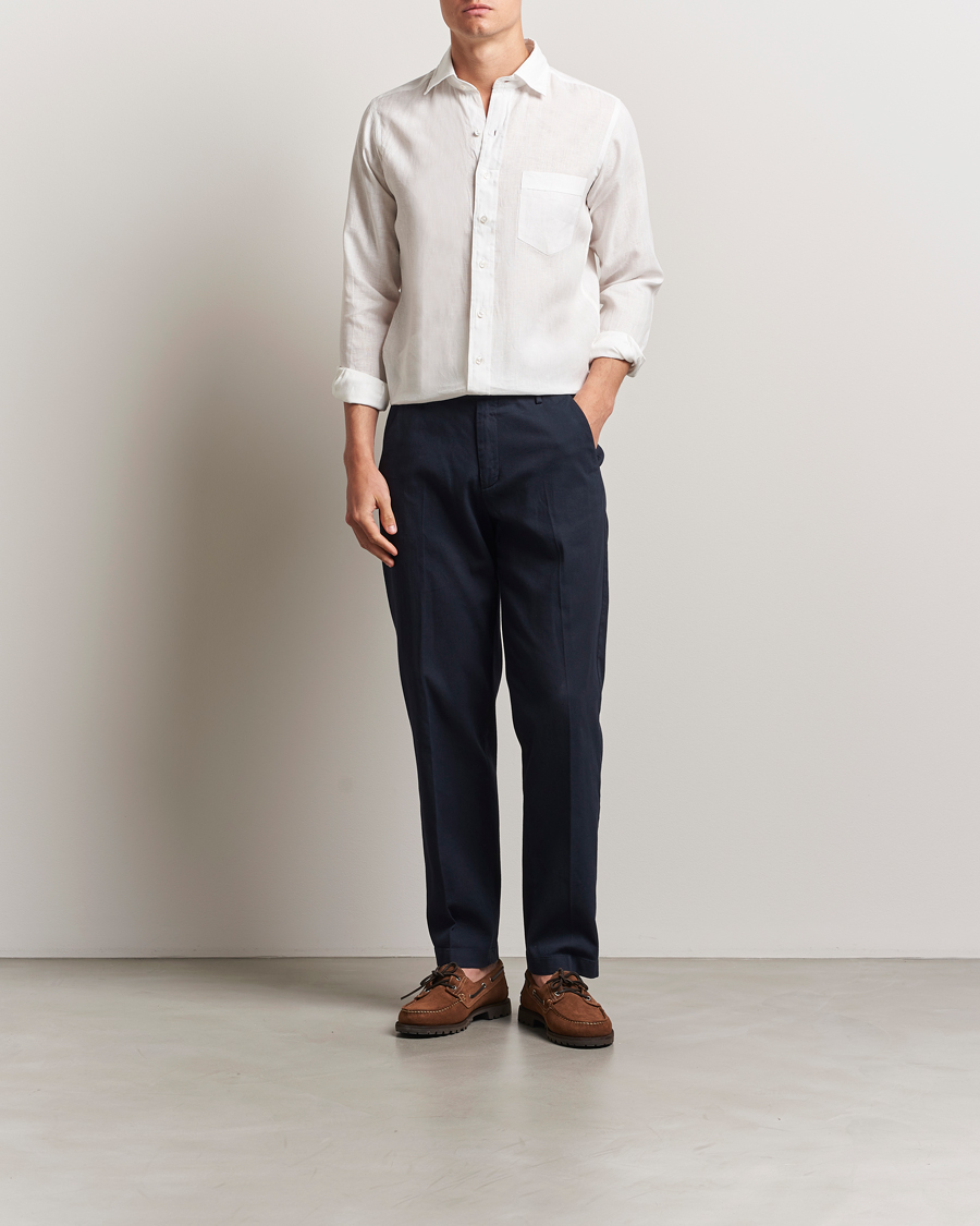 Heren | Overhemden | Drake's | Linen Summer Shirt Ecru