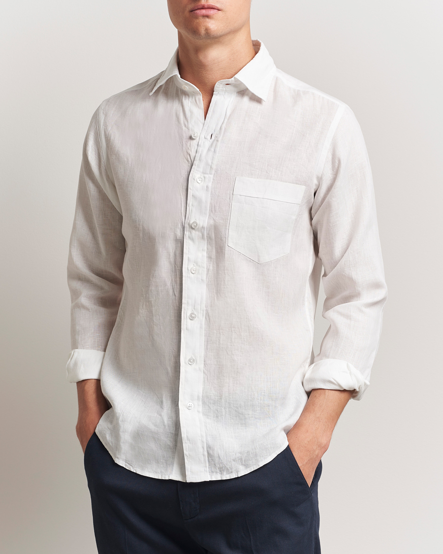 Homme | Chemises | Drake's | Linen Summer Shirt Ecru