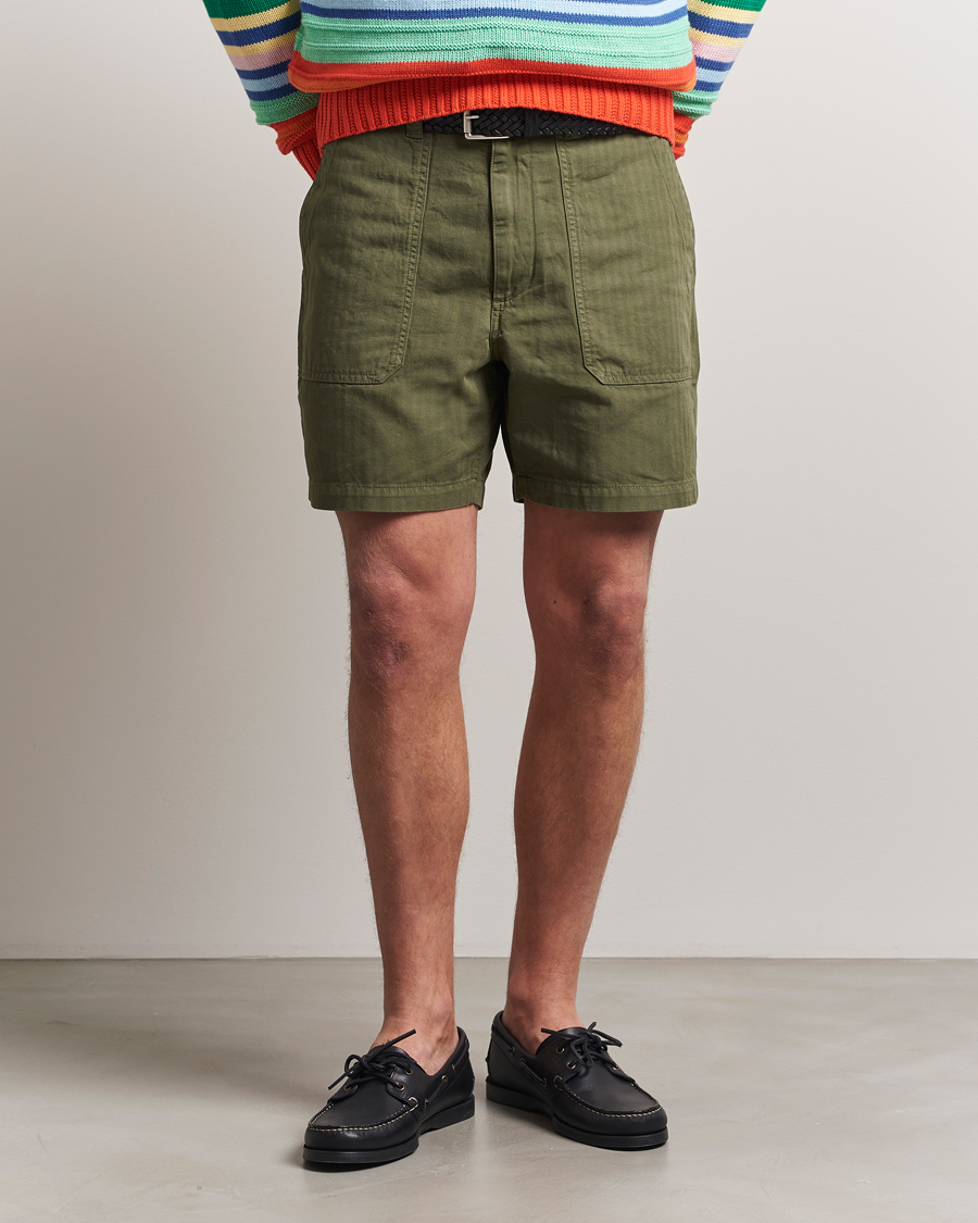 Homme | Shorts | Drake's | Fatigue Cotton Shorts Olive