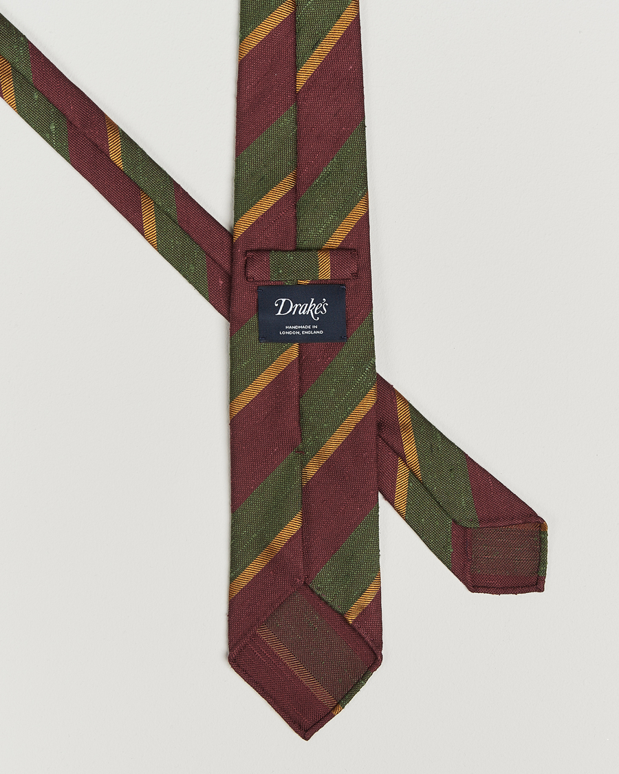 Heren | Stropdassen | Drake's | Shantung Multi Stripe Silk Tie Burgundy