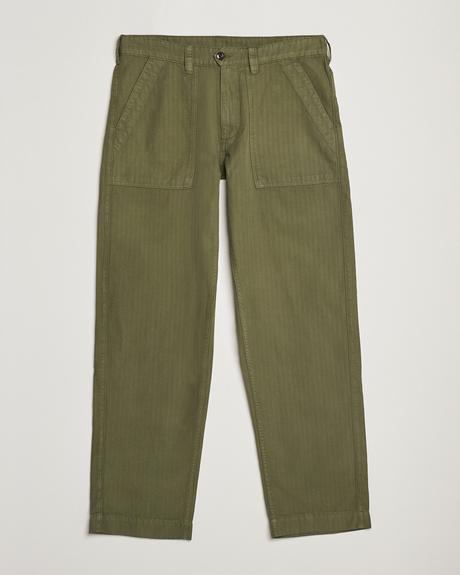 Heren | Broeken | Drake's | Fatigue Cotton Trousers Olive