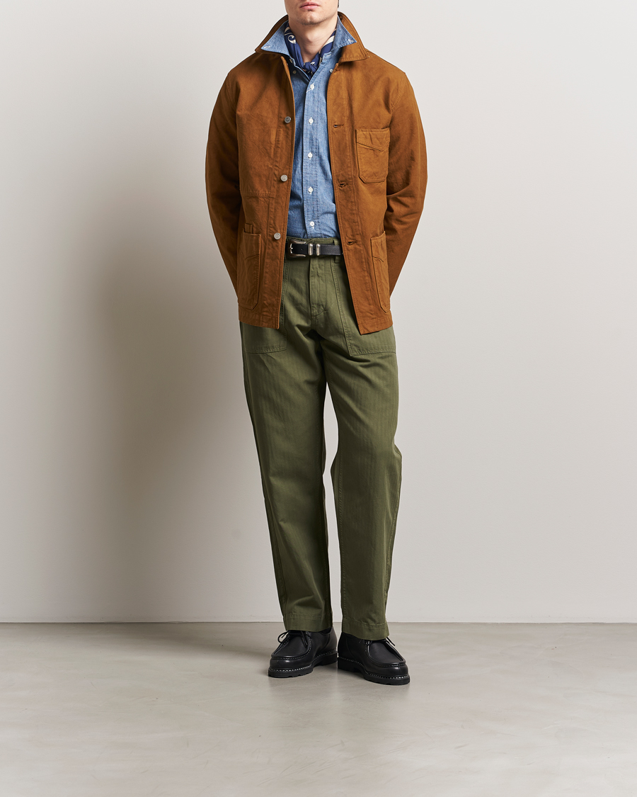 Heren | Broeken | Drake's | Fatigue Cotton Trousers Olive