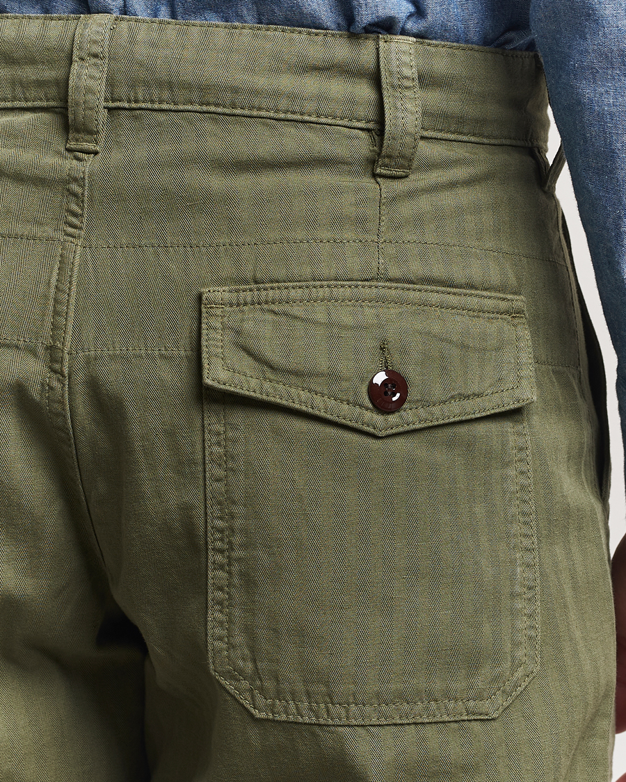 Heren | Broeken | Drake's | Fatigue Cotton Trousers Olive