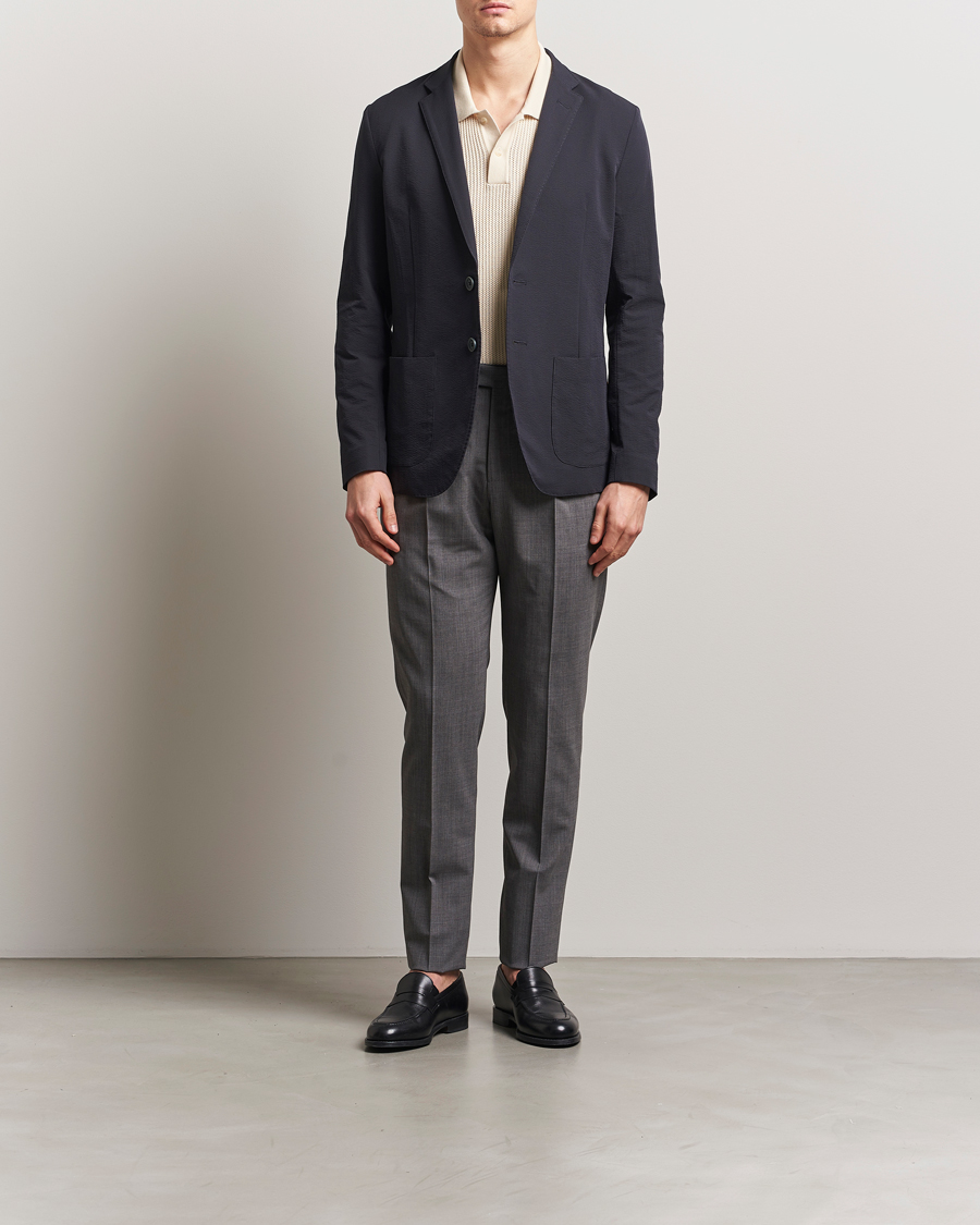 Heren | Blazers | Herno | Seersucker Blazer Navy