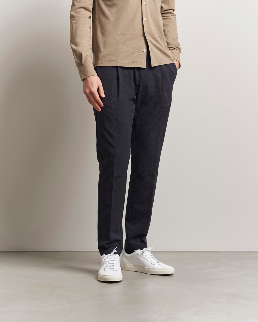 Heren | Broeken | Herno | Seersucker Drawstring Pants Navy