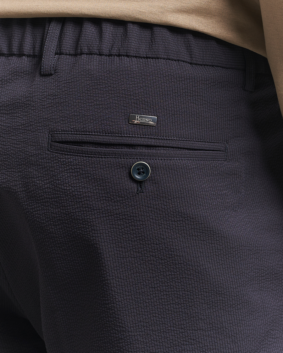 Heren | Broeken | Herno | Seersucker Drawstring Pants Navy