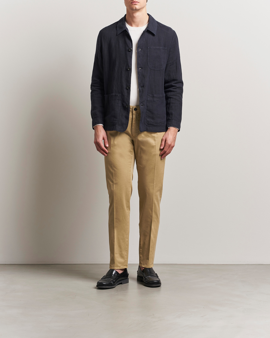 Heren | Broeken | Incotex | Slim Fit Garment Dyed Slacks Beige