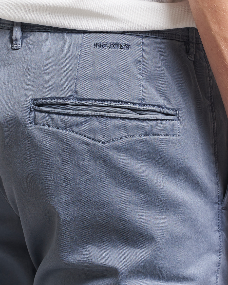 Heren | Broeken | Incotex | Slim Fit Garment Dyed Slacks Blue