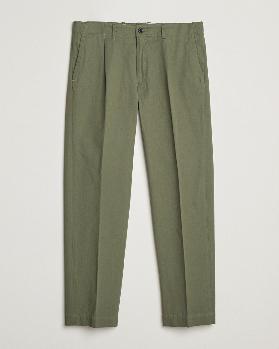 Heren | Broeken | Incotex | Regular Fit Uniform Cotton Slacks Military
