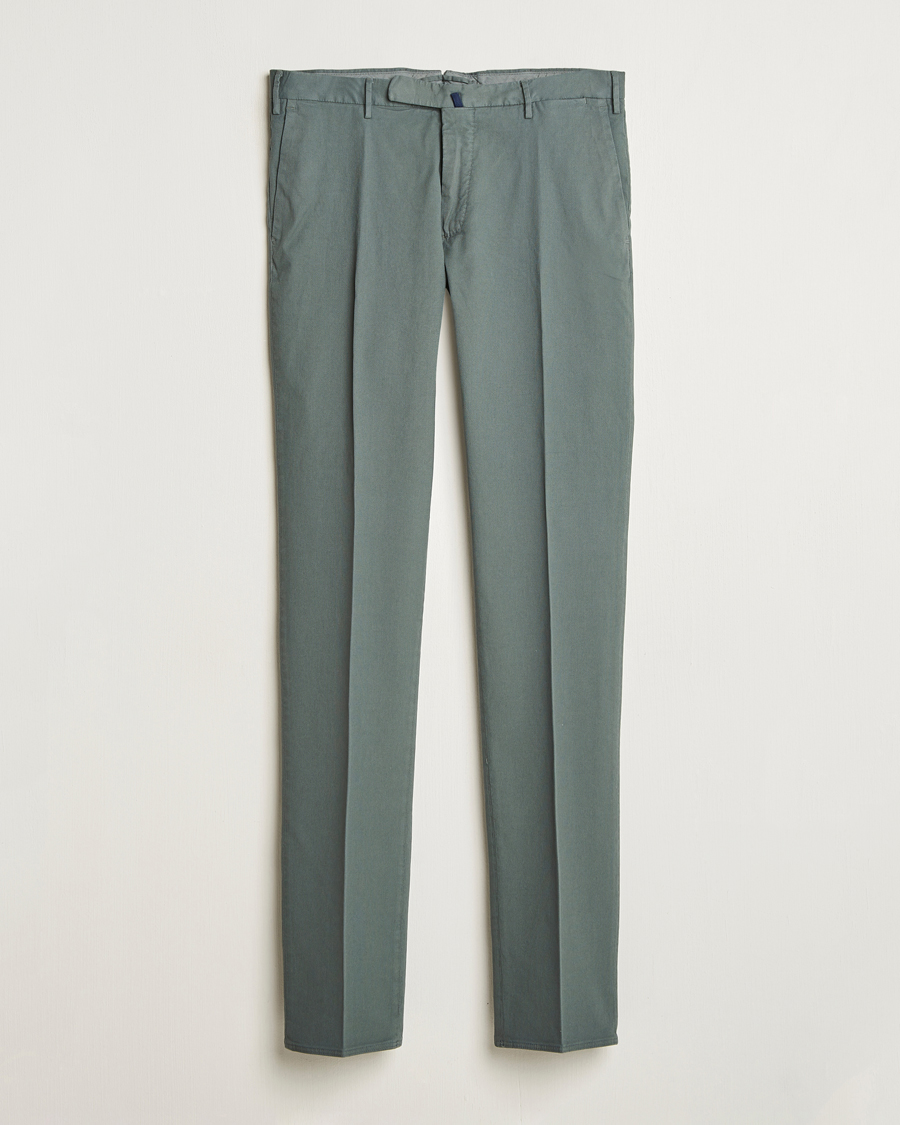 Heren | Broeken | Incotex | Slim Fit Micro Structure Cotton Chinos Green