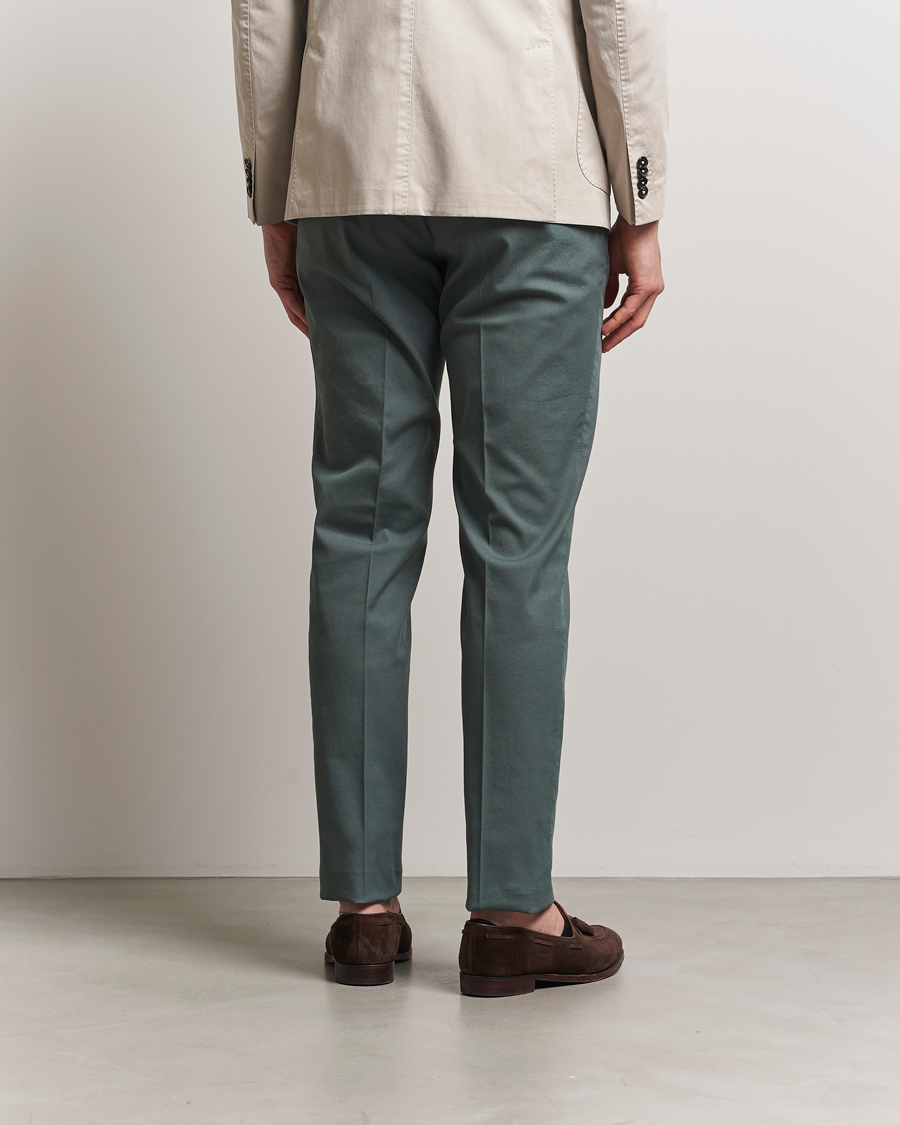 Heren | Broeken | Incotex | Slim Fit Micro Structure Cotton Chinos Green
