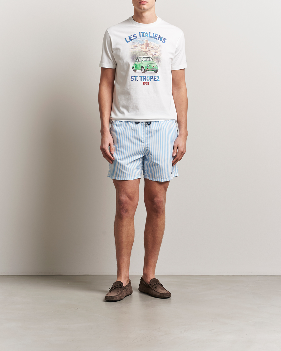 Homme | Maillots De Bain | MC2 Saint Barth | Printed Nylon Swim Shorts Light Blue Stripes