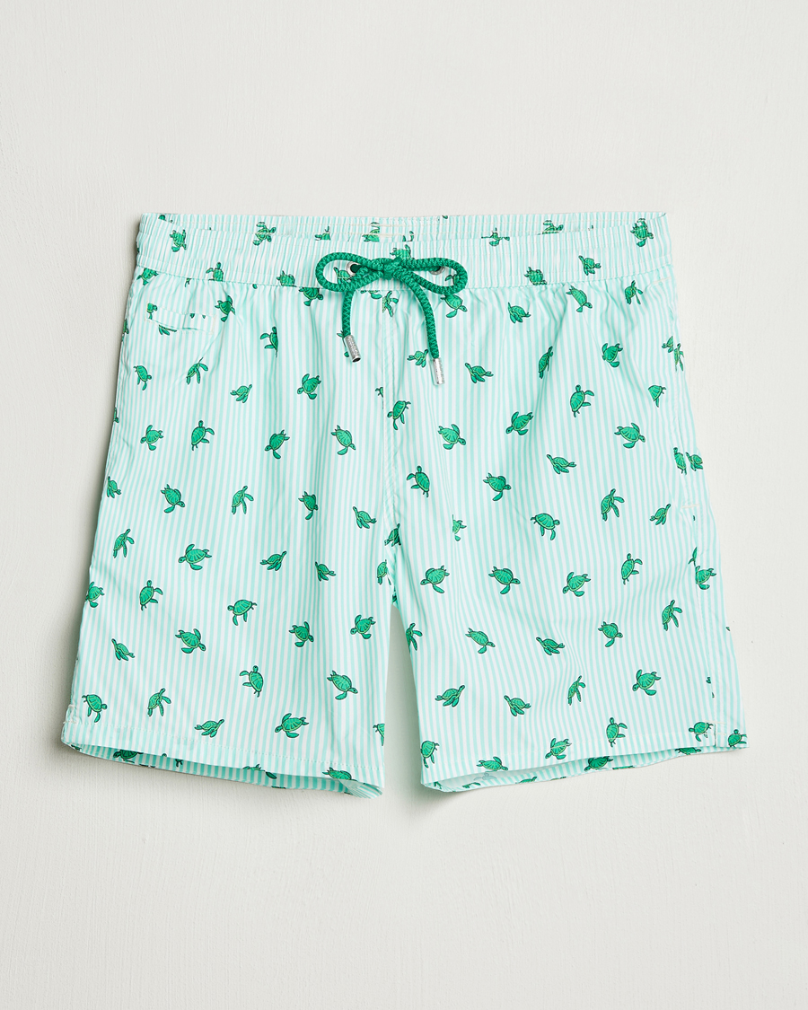 Heren | Zwembroek | MC2 Saint Barth | Printed Nylon Swim Shorts Green Turtle Stripes