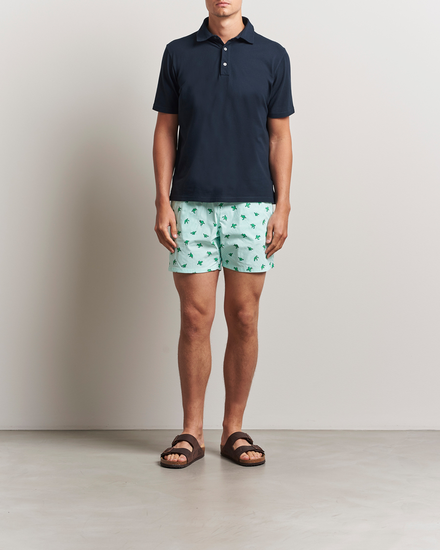 Heren | Zwembroek | MC2 Saint Barth | Printed Nylon Swim Shorts Green Turtle Stripes