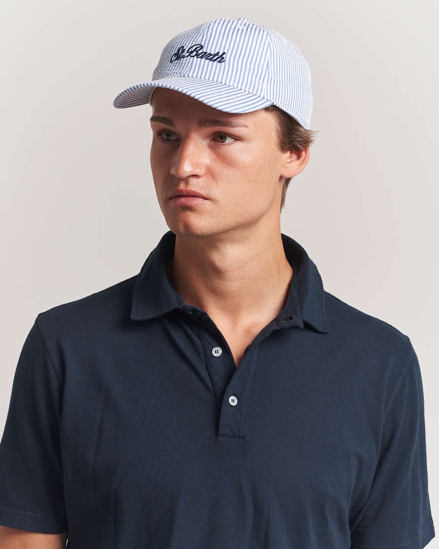 Heren | Hoeden en petten | MC2 Saint Barth | Seersucker Baseball Cap Blue Stripes