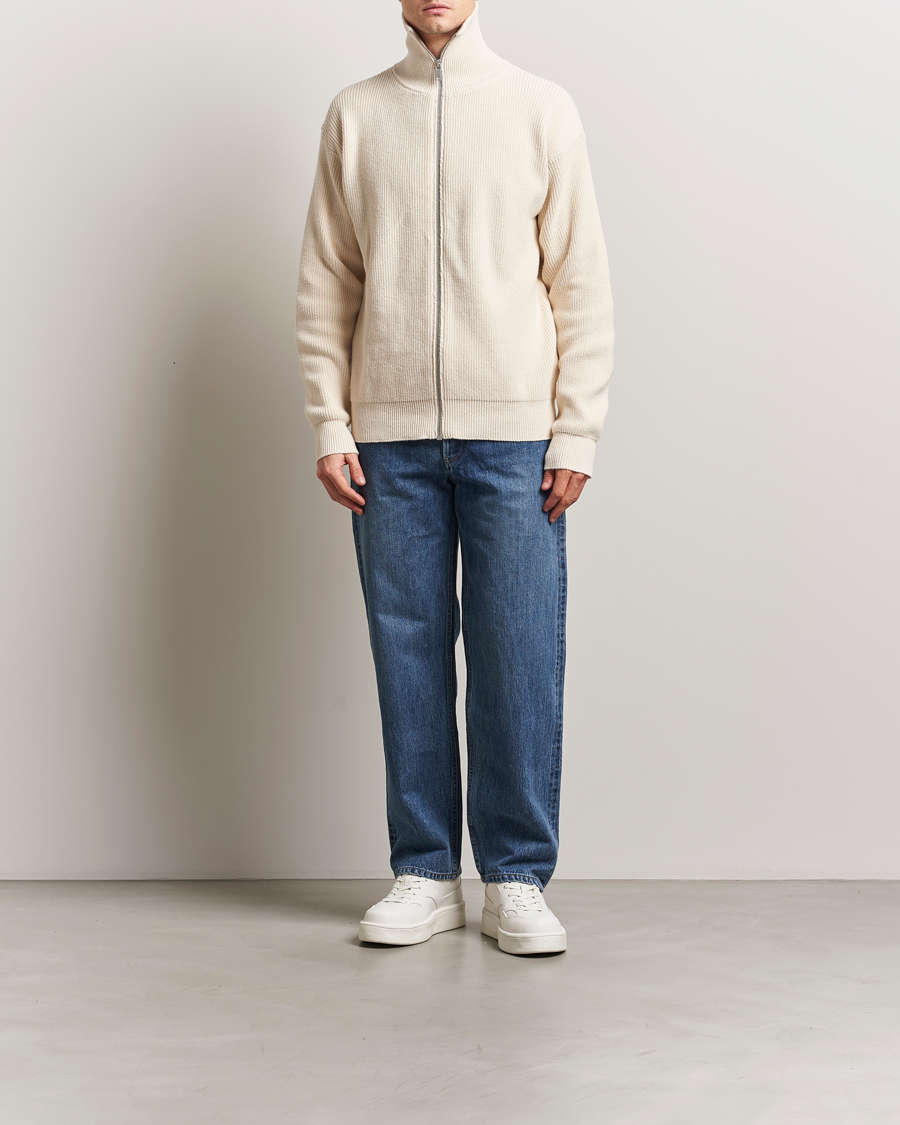 Heren | Truien | Jil Sander | Rib Full Zip Cardigan Porcelain